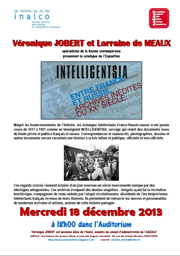 Exposition Intelligensia entre France et Russie. Archives inédites du XX<sup><font size=)1>e</font></sup> siècle.